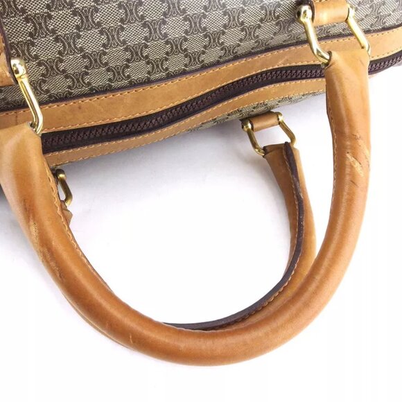 CELINE Boston bag macadam beige PVC ?~ leather Authentic USED T18267 - Picture 6 of 9